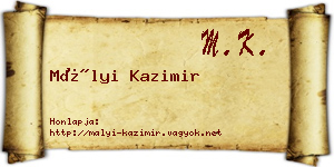 Mályi Kazimir névjegykártya